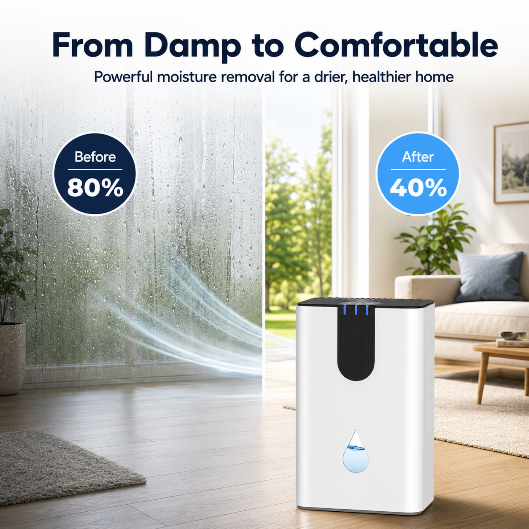 JOYSAILOR 95 OZ Dehumidifier, 850 sq.ft Small Dehumidifiers