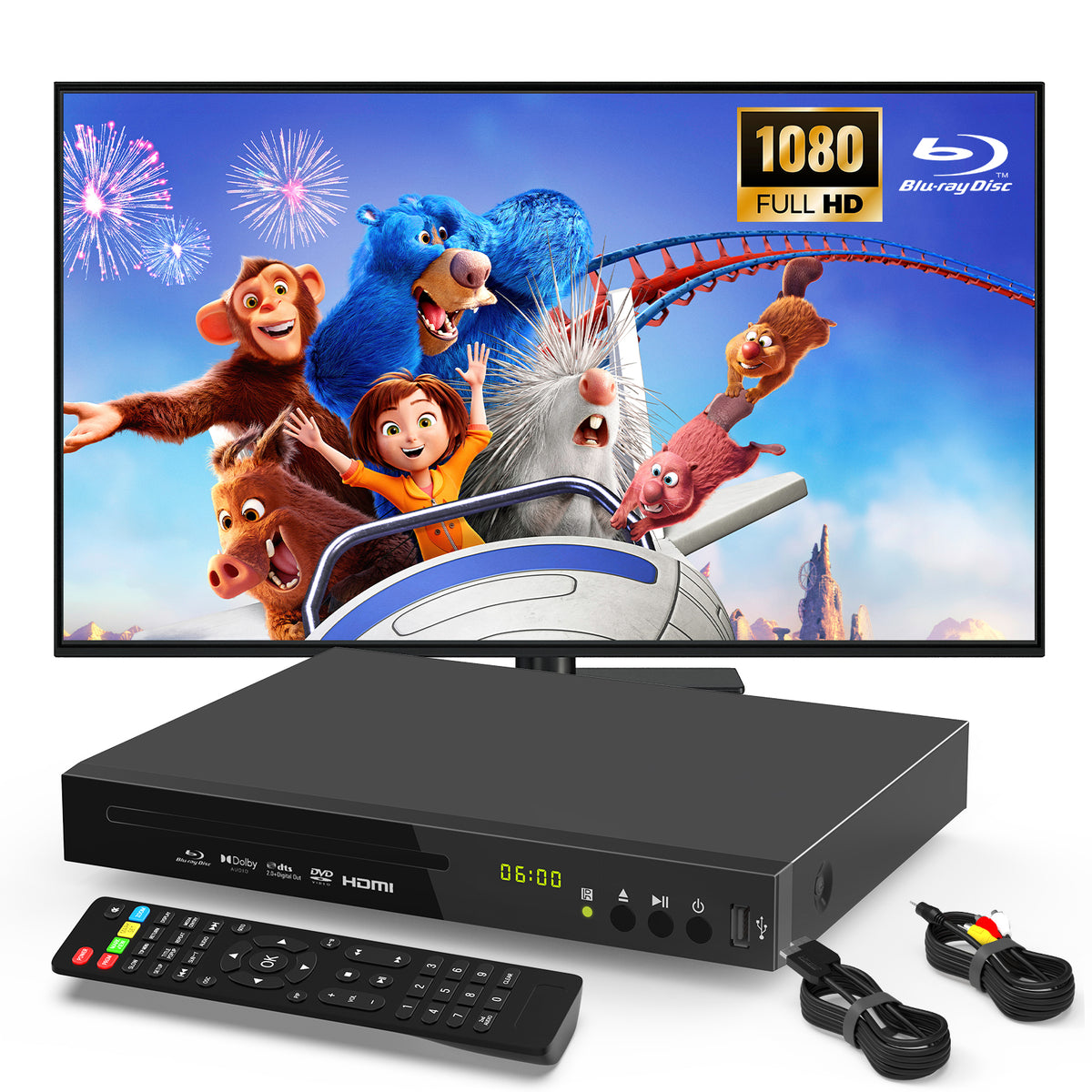 Blu Ray DVD Player 1080P HD for TV Home Theater with Dolby Audio/DTS