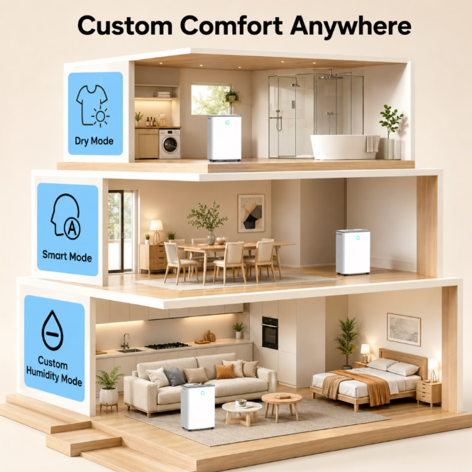 JOYSAILOR 19 Pint Smart Dehumidifier, 2500 Sq.Ft, Wi-Fi/Alexa, Dehumidifiers for Basement