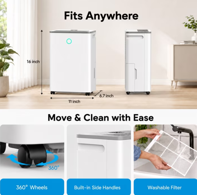 JOYSAILOR 19 Pint Smart Dehumidifier, 2500 Sq.Ft, Wi-Fi/Alexa, Dehumidifiers for Basement