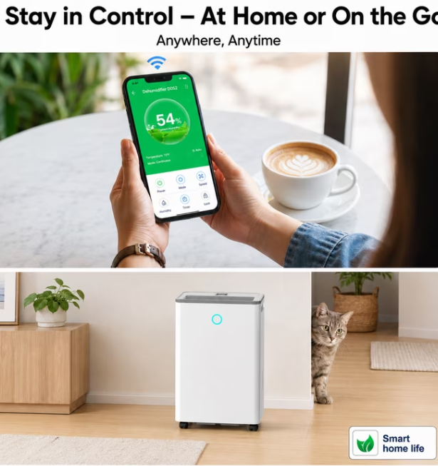 JOYSAILOR 19 Pint Smart Dehumidifier, 2500 Sq.Ft, Wi-Fi/Alexa, Dehumidifiers for Basement
