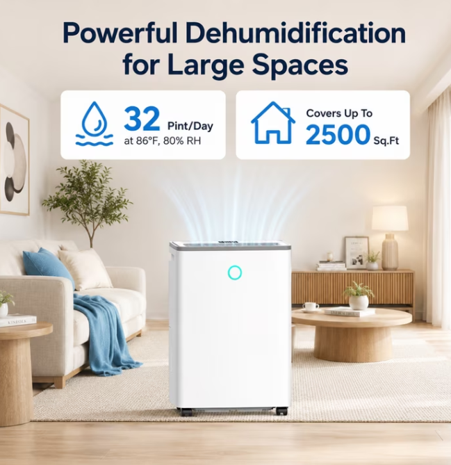 JOYSAILOR 19 Pint Smart Dehumidifier, 2500 Sq.Ft, Wi-Fi/Alexa, Dehumidifiers for Basement