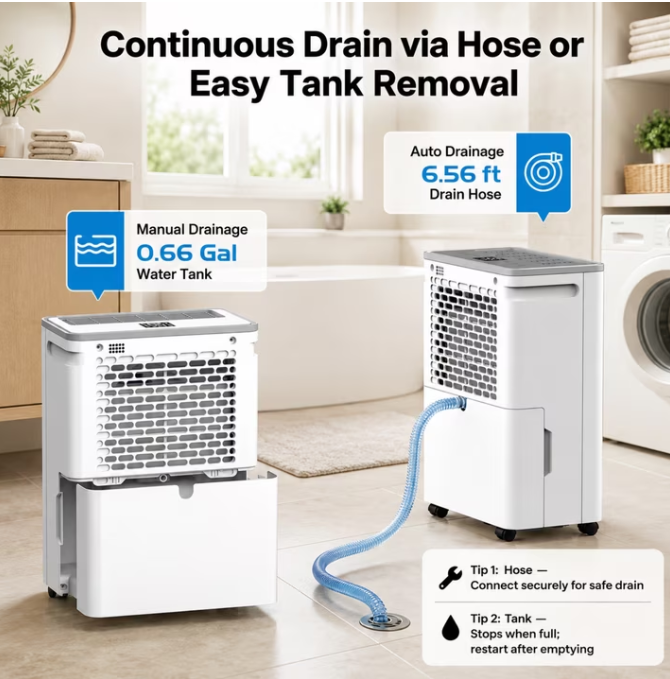 JOYSAILOR 19 Pint Smart Dehumidifier, 2500 Sq.Ft, Wi-Fi/Alexa, Dehumidifiers for Basement